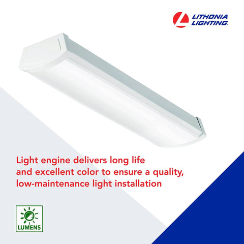 Two Foot LED Wraparound Ceiling Light Fixture That Really Pops Low Profile Flush Mount 4000K Cool White 120V 24 Inch