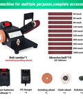 Top Shelf Compact 90 Degree Vertical Belt Sander With Electric Knife Sharpener Bench Grinder Kit accessories and abrasive belts.