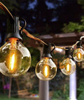 Lit 100 Ft Outdoor String Lights Waterproof Connectable Dimmable With 62 LED Shatterproof Bulbs G40 Globe