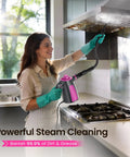 Heavy Duty Pressurized Handheld Steam Cleaner With 12 Piece Attachment Kit For A Sweet And Slick Deep Clean tackling kitchen grease.