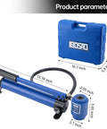 80K Hydraulic Knockout Punch Kit for Electrical Conduit Holes One Half to Two Inch Heavy Duty KO Tool Set with blue case and dimensions