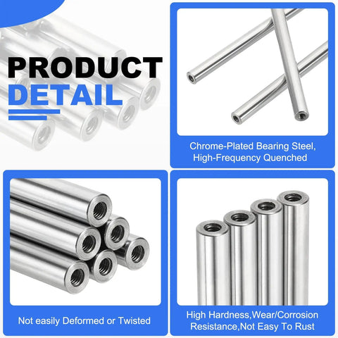 Two Pack Linear Motion Rod Guides 8mm By 150mm Drop In Ready Chrome End Hardened Hollow Steel Shafts For 3D Printers