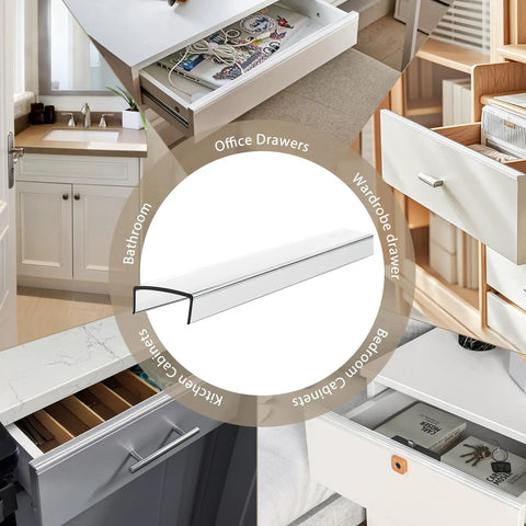 Four Pack Sleek Cabinet Door Guards Top Pick Scratch Buffer fits three quarter inch for office and kitchen drawers