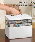 Must Have Three Tier Medicine Organizer With Leather Handle Portable Cabinet for Pills and First Aid Supplies on Table