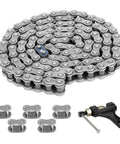 428H Motorcycle Chain 114 Links With Chain Breaker And Five Free Master Links, Heavy Duty Drive Chain For 50cc 70cc 90cc 110cc 125cc