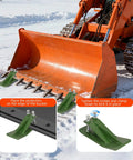 Two Pack High Visibility Green Bucket Edge Protectors For Skid Steer Attachments Upgraded 10mm Steel With Dual Bolt Lock