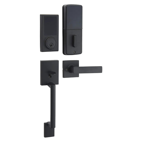 Grade 3 Electronic Touchscreen Deadbolt With Keypad And Handleset Matte Black Finish, easy keyless entry and 30 user codes.
