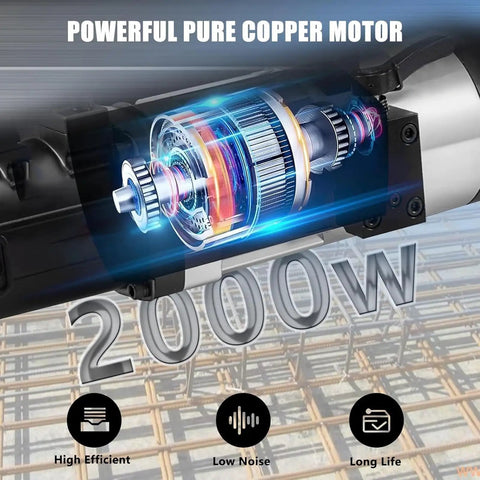 Powerful 2000w motor for Heavy Duty Hydraulic Rebar Bender, showcasing internal components for efficient steel rod bending.