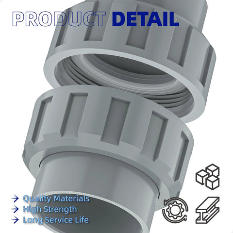 Two-pack gray PVC pool heater flange connectors with nuts, 2-inch fittings.