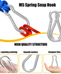 Heavy Duty Galvanized Steel Carabiner Set With Spring Snap Hooks Two Inch Quick Link Clips shown on ropes and in hand