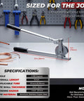 Top Rated Flexzion 1/2 Inch Outer Diameter Tubing Bender Tool For Precise Copper Pipe Bending With Easy To Read Angle Markers shown on a workbench.