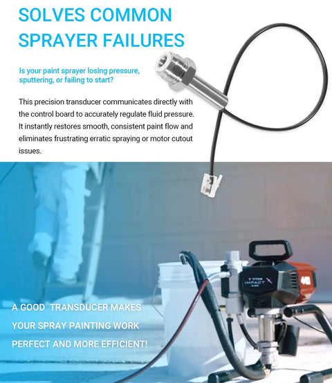 Airless Sprayer Pressure Transducer 704492 with cable, compatible with Impact 400 440 540 640 740 840 1140 TT sprayers.