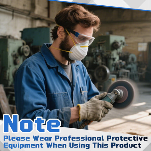 Worker using angle grinder with 5 Pack Wool Felt Flap Polishing Discs For Angle Grinder Four Point Five Inch By Seven Eighth Inch Arbor