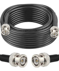 50 Ohm RG58 BNC Cable 30 Ft BNC Male To BNC Male Coax For Antenna Analyzer, CB Radio, Security CCTV, Ham Radio, And RF Applications Copper Core Rugged Pro Grade Build, coiled with connectors.