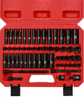 55 Piece 1/4 Inch Drive Master Impact Socket Set With Deep And Shallow Sockets 6 Point Beefy CR-V Steel Metric SAE Range