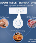 Adjustable temperature control dial for 1.1 Cu Ft Upright Mini Freezer In Matte Black For Dorms And Small Bedrooms.