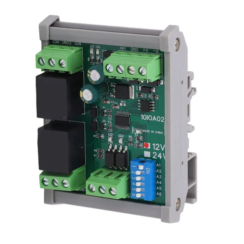 Pro Grade RS485 Relay Module Two Channel Industrial Reset Controller Board With TvS Protection PLC Automation DC 12V multi output wiring setup.