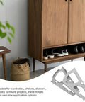 Close-up of 2Pcs stainless steel shoe cabinet hinges with flip plates for home furniture wardrobes
