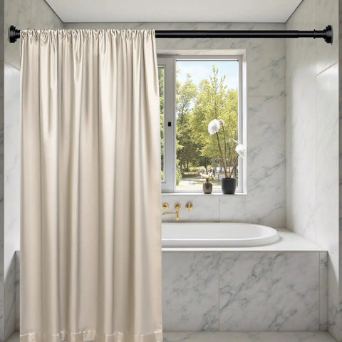 Adjustable Spring Tension Shower Curtain Rod 36 To 84 Inches No Drilling Rustproof With Non Slip Ends Easy Install