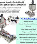 Top Shelf Pneumatic Piston Filler With Dual Stainless Steel Nozzles And Heating Stirring System Smooth No Drip Nonsense Liquid Paste Machine For Honey Cream Lotion Oil Cosmetics 110V with dual nozzles and stainless steel surface.