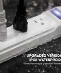 Outdoor Weatherproof Power Strip With 3 Outlets And 9.2 Ft Extension Cord Surge Protector With 1875W Overload Protection showing IPX6 waterproof feature