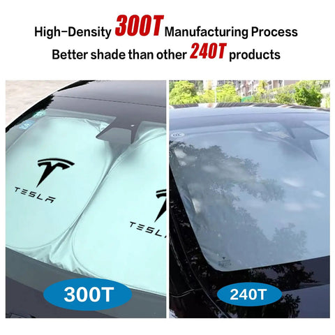 Tesla Model 3 And Model Y Front Window Sunshade 300T vs 240T comparison