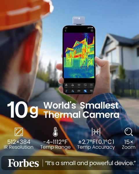 Person using Android Thermal Camera With 512x384 IR Resolution, Pro Grade Thermal Imager for Android Phones, outside.