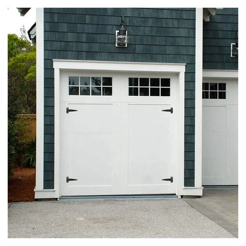 Top Shelf Heavy Duty T Hinge Set Including Six Matte Black Iron Brackets Perfect For Garden Shed Barn Door Cabinet And Gate Install on a white garage door.