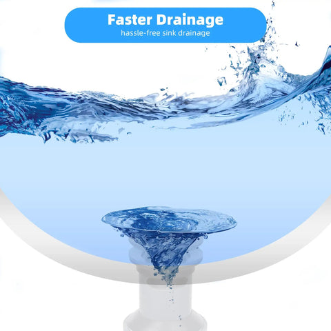 Two Pack Universal Bathroom Sink Drain Stopper With Overflow Push And Seal Pop Up Strainer Basket showing fast water drainage