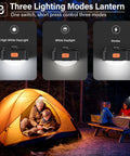 Image of Rechargeable Camping Lights Dual Pack Black Tent Lights Mini LED Lanterns with three lighting modes displayed near a campsite.