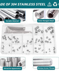 100 Piece Allen Screws Set Kit M3 M4 M5 M6 M8 With Allen Keys Heavy Duty Built To Last 304 Stainless Steel Cup Point Fasteners
