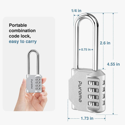 Two Pack 2.6 Inch Shackle 4 Digit Padlock For Outdoor Doors And Storage Weatherproof Zinc Alloy Lock shown in hand