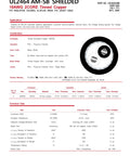 Specifications sheet for 18 AWG 2 Conductor AMSB Shielded Cable Wire UL2464, showing technical details and construction diagram.
