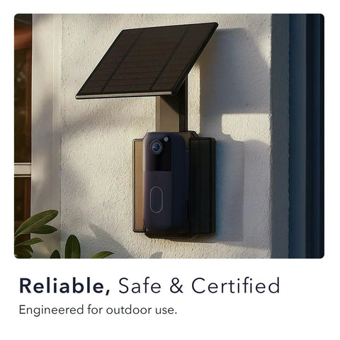 Solar Charger For Blink Video Doorbell 2nd Gen With Triple Solar Panels And Built-In Battery installed on wall