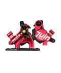 Rock Solid Flat Mount Disc Brake Set With 160mm Rotors For Road And Gravel Bikes smooth hydraulic calipers in sweet red color.