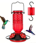 Glass Hummingbird Feeder With Ant Moat And Bee Proof Ports 16 Oz Outdoor Hanging Bird Feeder With 360 Degree Perch Leak Proof Design