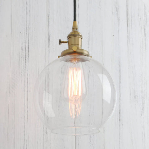 Dope Industrial Brass Pendant Light With 7.9 Inch Clear Glass Shade, Vintage Vibe Hanging Lamp For Kitchen Island