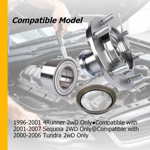 Front Wheel Hub Bearing Kit for Specific 2WD Toyota 4Runner Sequoia Tundra Tacoma Models Fits 1996 to 2007