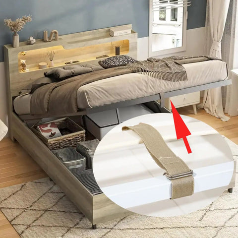 Two Pack Lift Up Bed Frame Handle Grips For No Sweat Lifting And Storage, Nylon Webbing Straps With Double Ended Clasps, Fits Queen Size Platform Beds With Hydraulic Lift, Durable And Reliable.