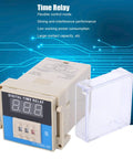 LED Digital Display Adjustable Cycle Time Relay Delay Control Module For Industrial Automation Systems DC 12V High Reliability Wide Delay Range Anti Interference Digital Time Setting Flexible Control Mode, front view with cover
