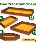 Various shapes of Pre-Rusted Weathering Steel Landscape Edging Kit For Gardens And Walkways, 12 Piece Set displayed.