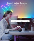 Woman using Neon Rope Lights 10ft RGBIC LED Strip With Music Sync, Works With Apple HomeKit, Alexa And Google Assistant in living room