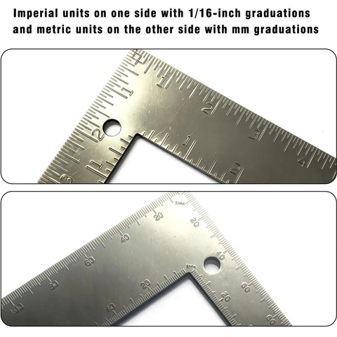 Heavy Duty 8x12 Carpenter Square With Dual Imperial And Metric Scales Rust Resistant Carbon Steel Framing Tool for measurement
