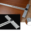 Foldable Triangle Ruler And Square Set For Carpentry And Woodworking, 24 Inch Aluminum Frame, showing movable right angle tool