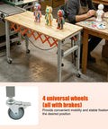 Heavy Duty Adjustable Conveyor Roller Table With Universal Wheels For Moving Wood And Construction Materials Up To 110lbs Loading Capacity and solid iron build with models on top.