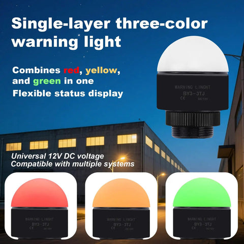 Built Tough Industrial Three Color LED Signal Tower With Buzzer for Machinery Safety 12V DC Single Layer Indicator