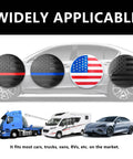 American Flag Wheel Center Caps And 56 Mm Hub Covers With Bold Black Red Detail For Fresh Auto Exterior Mods displayed on vehicles.