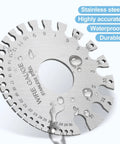 Pro Grade Metal Gauge Set For Welding, Dual Sided Round Wire Sheet Gauge, showing stainless steel construction