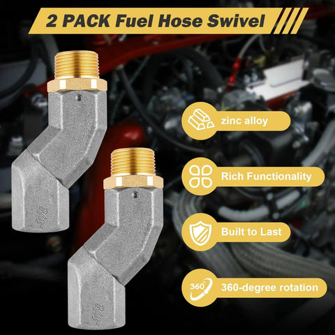 Two Pack Three Quarter Inch Fuel Hose Swivel 360 Degree With NPT Fitting For Fuel Transfer Pumps And Nozzles Connector For Fuel Hose Automotive Refueling Multi Plane, zinc alloy