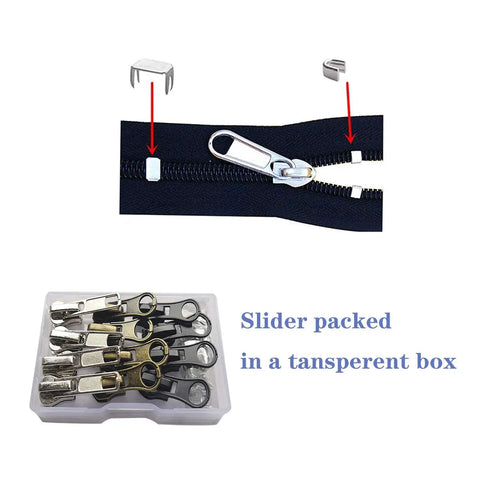 Universal Size 5 Zipper Slider Replacement Kit With 12 Sliders In Black Bronze Silver For Metal Plastic And Nylon Coil Zippers